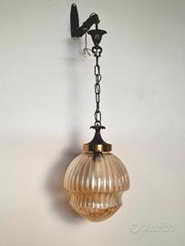 lampadario anni 50' in vetro e ottone 