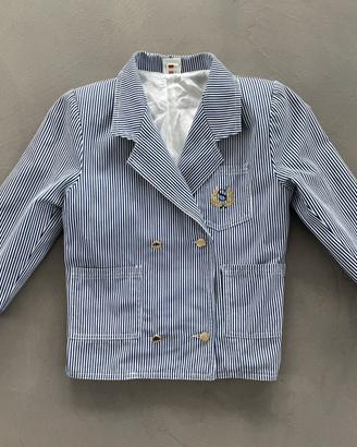 Giacca bimbi in cotone bianco e blu