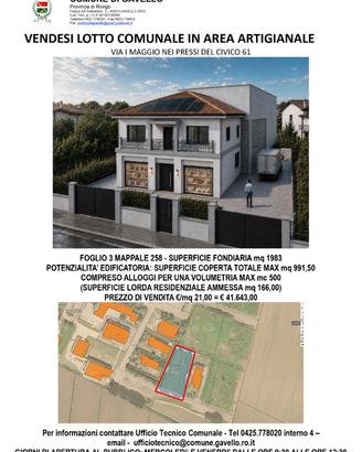 Avviso vendita lotto comunale in area artigianale