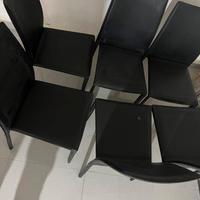 Set 6 Sedie Moderne in Ecopelle Nera