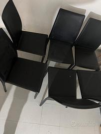 Set 6 Sedie Moderne in Ecopelle Nera