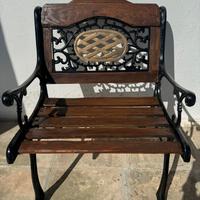 Panchine d'epoca in legno e ghisa 