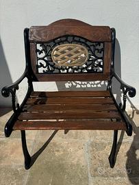 Panchine d'epoca in legno e ghisa 