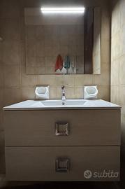 Mobile Bagno Sospeso 80cm Lavabo Cassetti Specchio