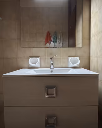 Mobile Bagno Sospeso 80cm Lavabo Cassetti Specchio
