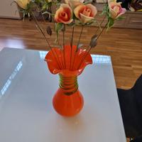 Vaso vetro vintage con rose decorative