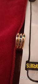 Tris anelli oro 750 con pietre preziose 