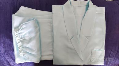 PIGIAMA donna in Raso azzurro tenue NUOVO