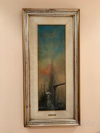 Quadro  1950 “Donna sulla terrazza” Duomo Milano