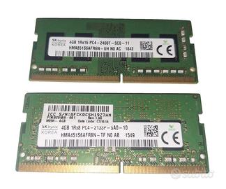 RAM DDR4 SODIMM 8Gb (4Gbx2) da 2400Mhz e 2133Mhz.