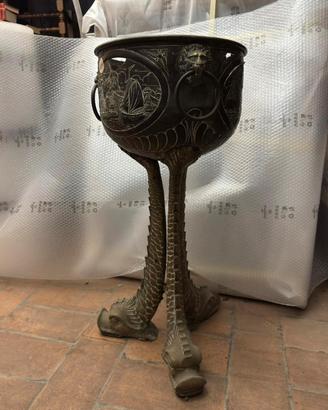 Braciere Porta-vaso Antico in Ottone