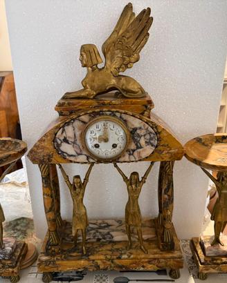 Orologio antico epoca Art-Deco’ in marmo e bronzo