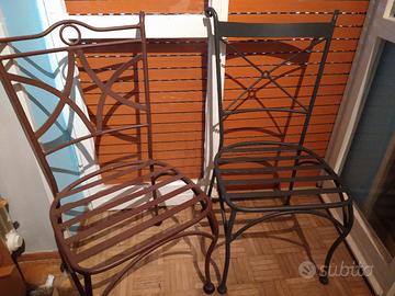 6 sedie in ferro battuto 