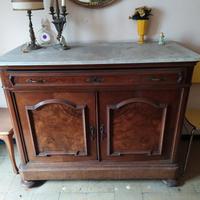 Cassettone in radica d'epoca con marmo