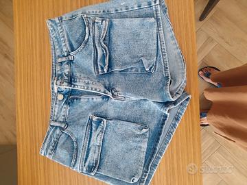 Shorts di jeans a vita alta stile Cargo taglia 42