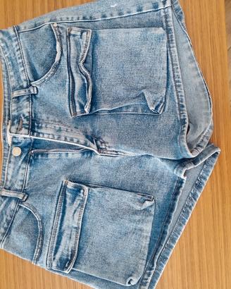 Shorts di jeans a vita alta stile Cargo taglia 42