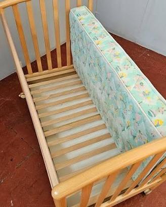 LETTO NEONATI IN LEGNO CON CASSETTONE E 4 RUOTE