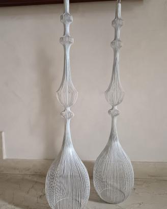 Coppia Di Decorazioni Bianche In Fil Di Ferro