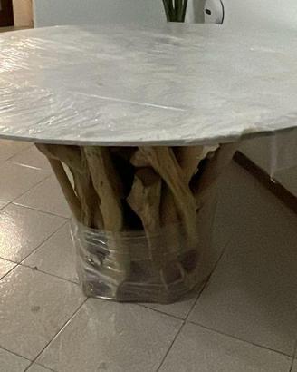 TAVOLO CON BASE IN RADICE DI ALBERO DI TEAK