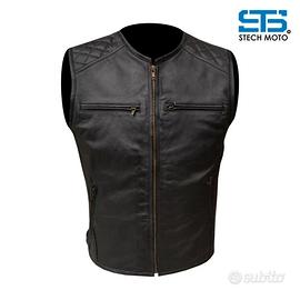 Gilet Moto in Pelle Uomo Vintage Custom Café Race