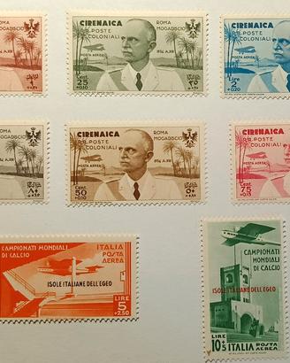 Colonie 1934 Cirenaica Posta aerea e Mondiali 