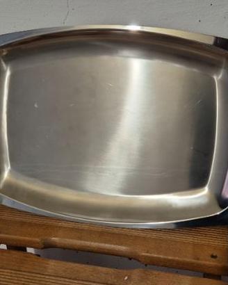 Vassoio Rettangolare Vintage in Acciaio Inox 