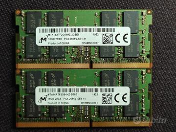 32Gb (2x16Gb) Micron DDR4 Sodimm 2666Mhz
