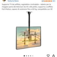 staffa a soffitto per tv fino a 80 pollic