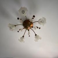 Lampadario 5 bocce vetro satinato floreale