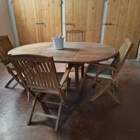 tavolo in teak da esterno con 4 sedie