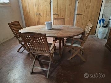 tavolo in teak da esterno con 4 sedie