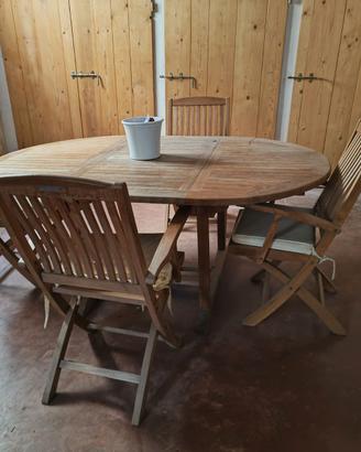 tavolo in teak da esterno con 4 sedie