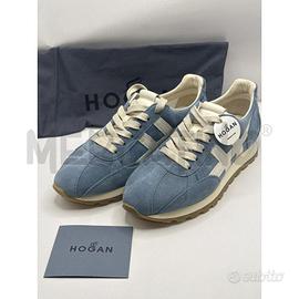 SNEAKERS DONNA HOGAN SCAMOSCIATE PELLE AZZURRE