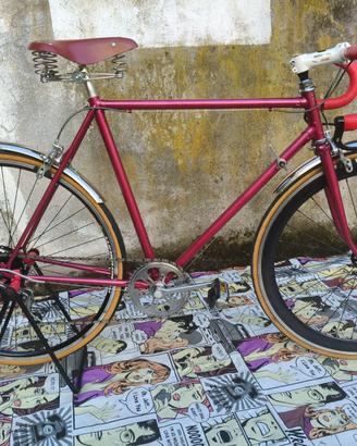 Bicicletta da strada simil Fixie  rossa, 5V, TG 57