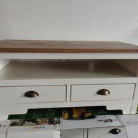 mobile TV bianco con top in legno 