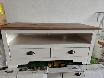 mobile TV bianco con top in legno 