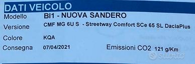 Dacia Sandero streetway confort