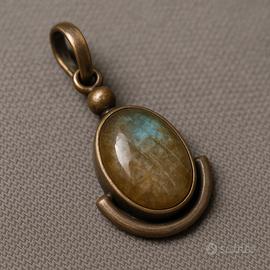 Ciondolo Argento 925 e Labradorite Natural Vintage