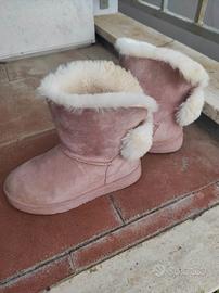 stivali scamosciati  rosa con pelliccia 37