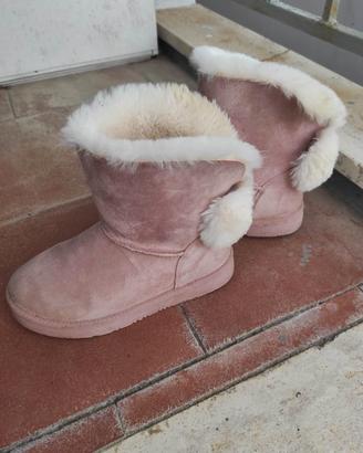 stivali scamosciati  rosa con pelliccia 37