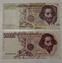 26#. Banconote 50000 lire Bernini I e Il tipo.