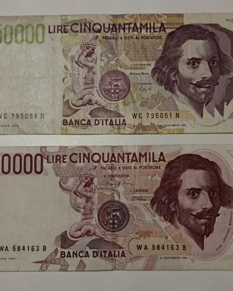 26#. Banconote 50000 lire Bernini I e Il tipo.