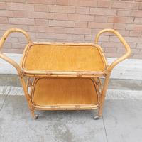 CARRELLO IN BAMBOO VINTAGE CON DOPPIO PIANO