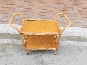 CARRELLO IN BAMBOO VINTAGE CON DOPPIO PIANO