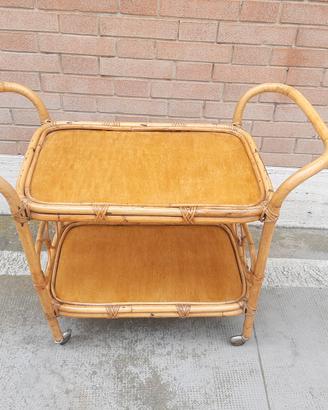 CARRELLO IN BAMBOO VINTAGE CON DOPPIO PIANO