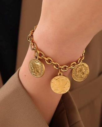 Bracciale chiusura T-bar "Multi coin" inox 