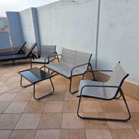 lett. prendisole, tavolo e 10 sedie, set giardino