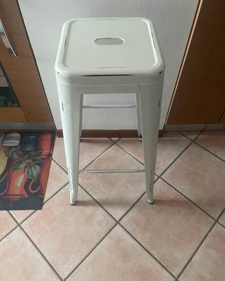 Sgabello alto in metallo bianco stile industriale