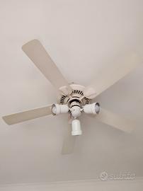 ventilatore 5 pale bianco, 3 faretti