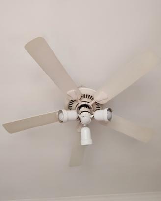 ventilatore 5 pale bianco, 3 faretti